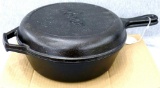 Lodge cast iron skillet with lid combo set. Bottom piece or pot is 10-1/2