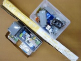 New in package and more electrical components including boxes, switches, cords, plus a four head 4'