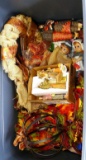 3' tote with assorted fall or autumn decorations including wreath, faux leaves, figurines, more.