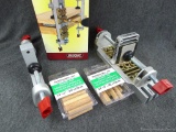 Milescraft Joint Pro metal doweling jig with interchangeable bushing blocks is for a drill. Great