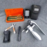 Nice Browning pen and pencil set, Garmin eTrex Touch 35t mapper, nice multitool with case, cool