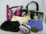 Collection of flashy purses, brands incl. Cato, Nine West, and more. Purses are in good condition,
