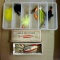 Lou J. Eppinger Dardevle fishing lure box with Marathon lure. Plano 8'' lure organizer with jigs.