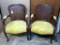 Pair of retro armchairs have caning on backs. Measure 24