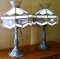 Pair of table lamps with stained glass lamp shades. Each lamp stands approx. 27