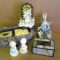 Pretty stained glass style box, planter, musical piece that plays Hark the Herald Angels Sing,