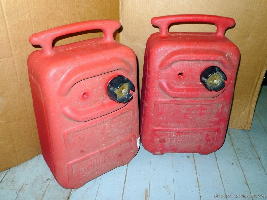 Mirax boat gas containers. Both 6 gallons, in good shape. Measure 20'' x 12'' x 8''