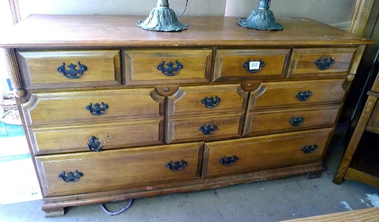 Nice solid wood dress by Salem Square measures 5' wide x 32" high x 20" deep. Nice drawers glide as