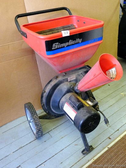 Simplicity model 2-10 electric lawn chipper/shredder, runs.