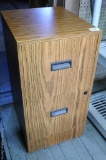 Two drawer metal filing cabinet. Measures 28'' x 18'' x 15'', in nice condition with some minor