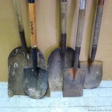 Three spade shovels are each about 40