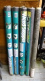 Four 3' x 50' full rolls of landscape fabric weed barrier and one partial