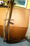 Three scythe vintage tools. Handles measure about 5' long. All in okay condition would make for neat