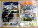 Two 11'' Plano fishing tackle organizers with contents.