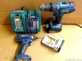 Makita 18 volt VSR drill, impact driver, flashlight, 3.0Ah battery and charger. All work.