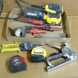 Nice tool lot. Contains DeWalt corded palm sander model no. DWE6411, aviation shears, tape measures,