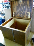 Wooden crate is sturdy and latches for transport. Measures approx. 22