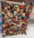 Antique crazy quilt ready for restoration - pretty pattern. Measures approx. 60