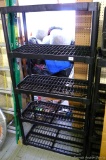 Durable plastic shelf unit, good condition works great for storage.. Measures 71'' x 36'' x 18''.