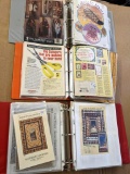 Three large binders with vintage sewing, embroidery, crochet, and other crafting patterns.