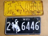 1939 and 1971 Wyoming license plates.