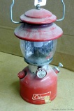Coleman red single mantle lantern date coded 5-72 with Coleman Pyrex globe. Lantern is model 200-A.