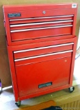 Clarke brand two piece rolling tool cabinet measures 37