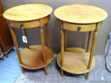 Two cute side tables with drawers are about 18