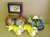 Pair of Dachunds, jewelry boxes and more. Dogs about 10-1/2