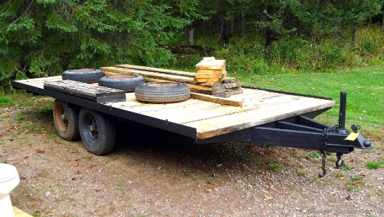 Well built tandem axle trailer, 7' 2'' x 15' 6'' with 8/4 decking.