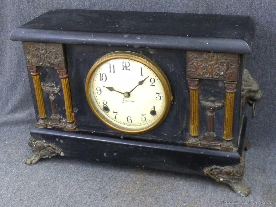 Adamantine style mantel clock by Sessions comes with key and weight is in good condition overall.