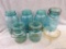 Six blue mason jars incl Ball and Quick Seal. plus a nice glass funnel in good condition. Larger