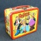 Aladdin 1980 metal Popeye lunch box. Measures 8'' x 7'' x 4'', has some surface rust and wear but is