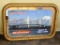 Budweiser Salutes the Great Lakes framed mirror features the Mackinac Bridge, measures 24