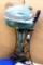 Johnson 3 Sea Horse outboard boat motor is about 3' long. Original graphics. Motor has compression,