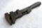 H.B. Smith antique mechanic's wrench with original wooden handle slabs and crescent main beam,