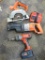 Milwaukee 18 volt cordless tool set with battery, charger, circular saw, reciprocating saw and 1/2