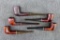 Five imported briar smoking pipes, two with hexagon bowls and all 5