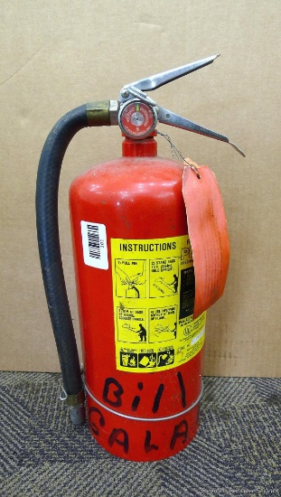 Fire extinguisher Pemall dry chemical model PA 100S ABC-C; overall measurement is 6" x 9" x 17"