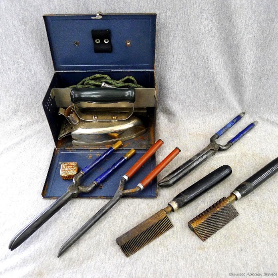 Vintage Universal electric 6'' iron, Reck-Junior vintage curling irons, made in Germany, three