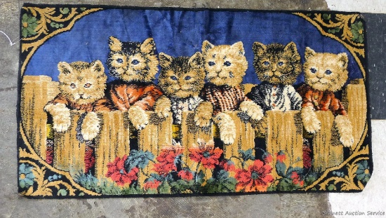 Cute cat wall tapestry, measures 37'' x 20''. Piece is in good shape.