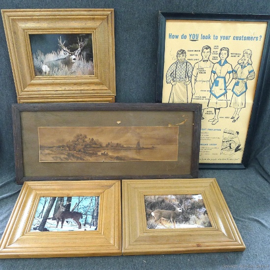 Vintage prints and employee expectations framed poster. Largest frame measures 12'' x 18''