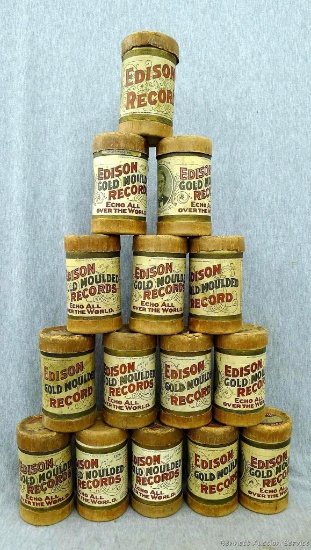 Fifteen Edison cylinder records, "Edison Gold Moulded Records" in their original containers; each