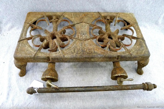 Detroit Jewel No. 52 two burner stove, measures 18 1/2'' x 9'' x 5''.