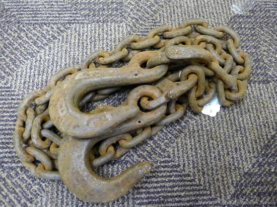 3/8" chain is approx. 6' long with two slip hooks.