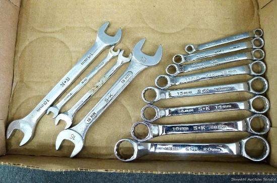 Metric SK snub length box end wrenches up to 18mm, others.