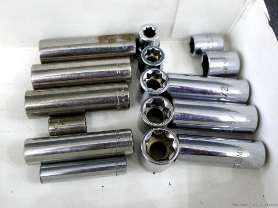 Proto and Craftsman sockets, SAE and metric. Of special note is five piece 8-point drive sockets,