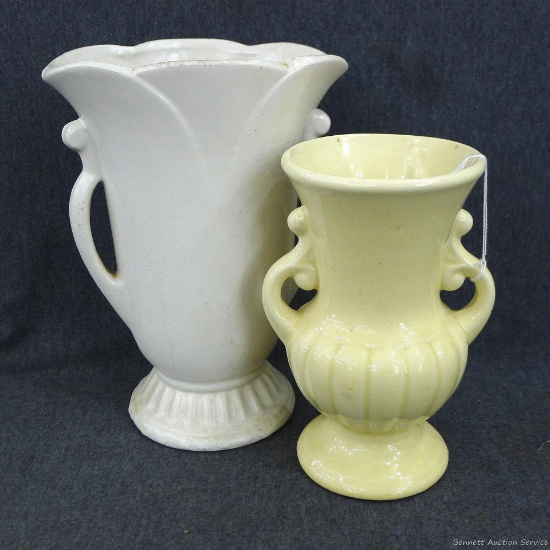 Two vintage flower vases; largest measures 7-1/2" x 5" x 10" tall.