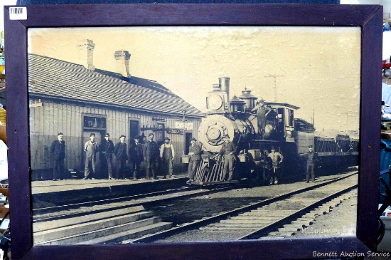 Large railroad locomotive picture is marked HTS Chumann. Train pic measures about 28" x 40" over