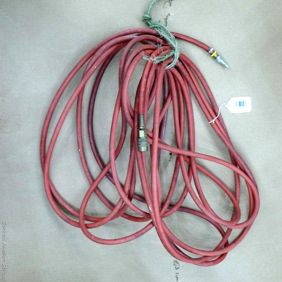 Forney Industries 300 psi WP air hose is 1/2" wide outer diameter. In good condition with one nick